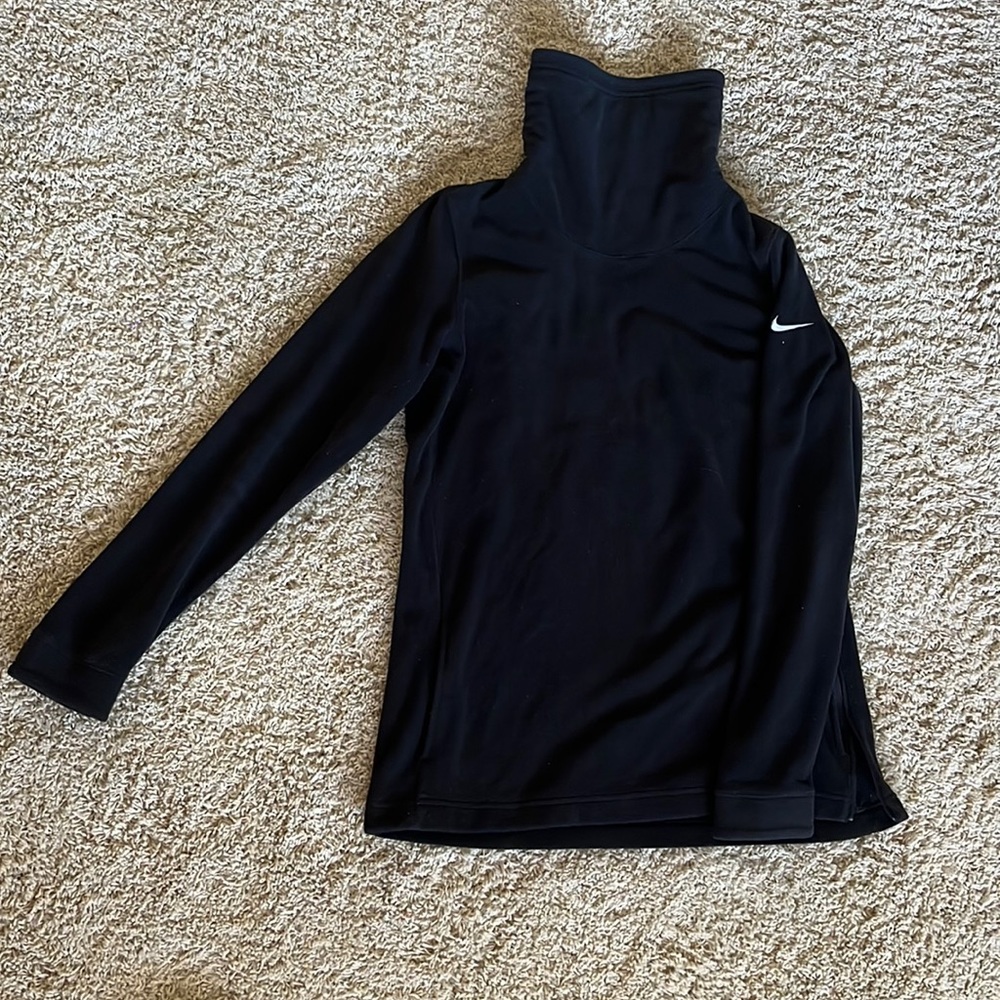 Black fleece cowl neck sweater